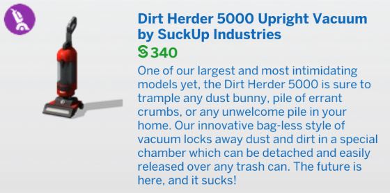 The Sims 4 Bust the Dust - Dirt Herder 5000 Upright Vacuum