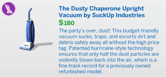 The Sims 4 Bust the Dust - The Dusty Chaperone Upright Vacuum