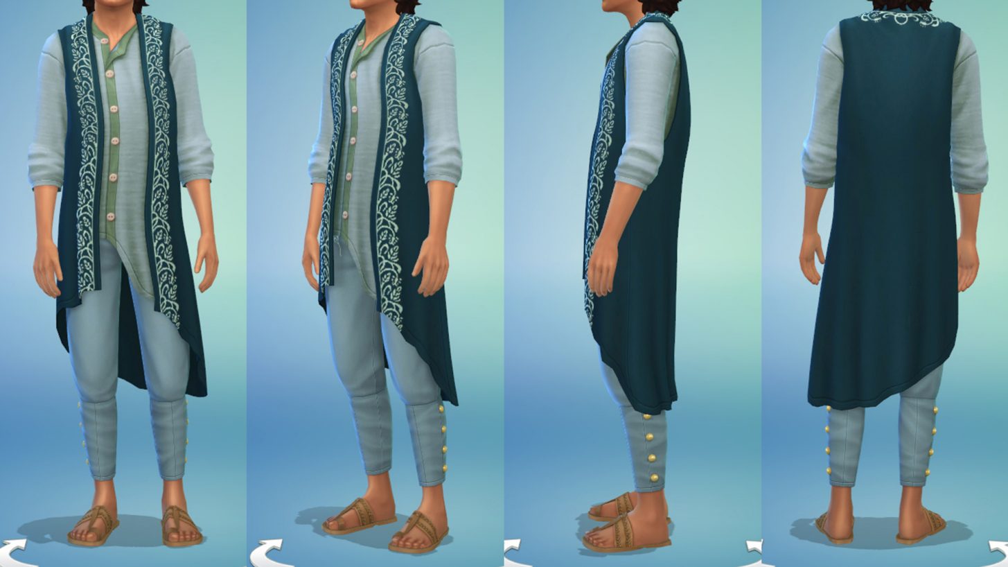 The Sims 4 Fashion Street Kit - Asymmetrical Vest and Sandals