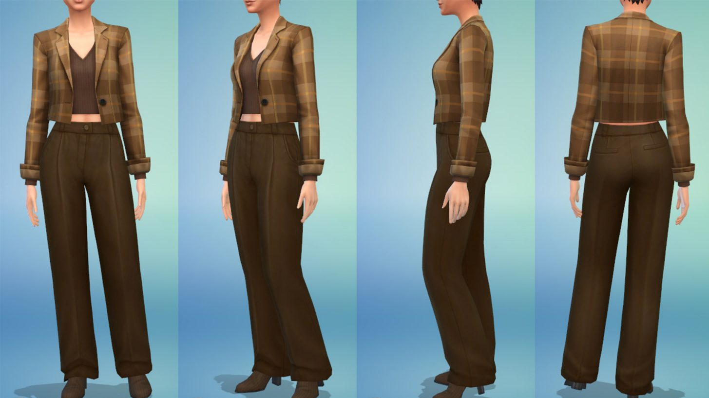The Sims 4 Incheon Arrivals - Women's Cropped Plaid Blazer