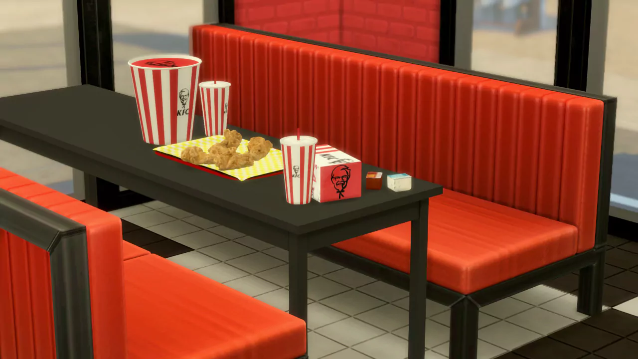 The Sims 4 KFC - Booth with Food