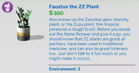 The Sims 4 Blooming Rooms Kit - Faustus the ZZ Plant