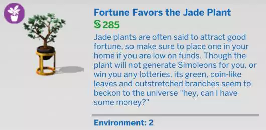 The Sims 4 Blooming Rooms Kit - Fortune Favors the Jade Plant