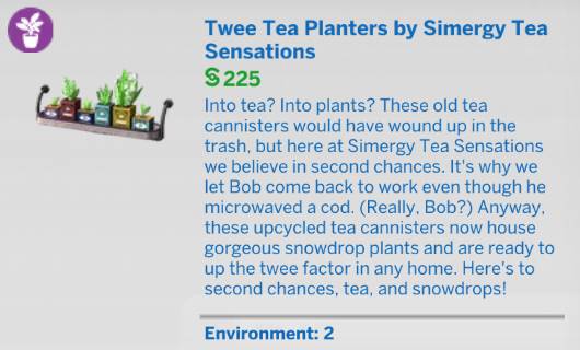 The Sims 4 Blooming Rooms Kit - Twee Tea Planters by Simergy Tea Sensations