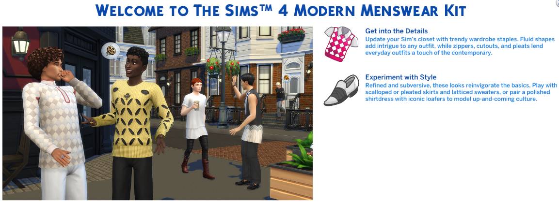 The Sims 4 1.82.99.1030 Modern Menswear Kit - Welcome Screen - December 2, 2021