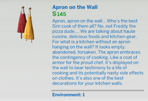 Sims Delivery Express 1.0.2 - Holiday Edition - Apron on the Wall