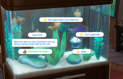 The Sims 4 Live in Business - Live in Store Aquarium Menu