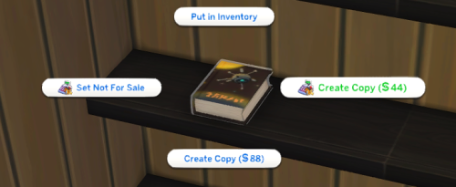 The Sims 4 Live in Business - Live in Store Book Not for Sale and Create Copy Menu