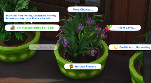 The Sims 4 Live in Business - Live in Store Harvestables Menu