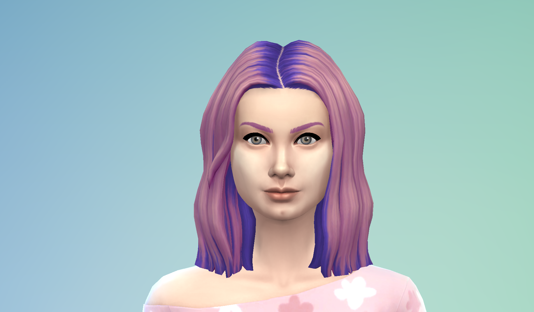 The Sims 4 Shoulder Length Pink and Purple Shadow Root Hair