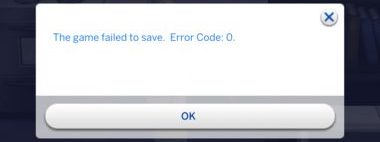 Sims 4 Error Code 0 Saving Pop Up