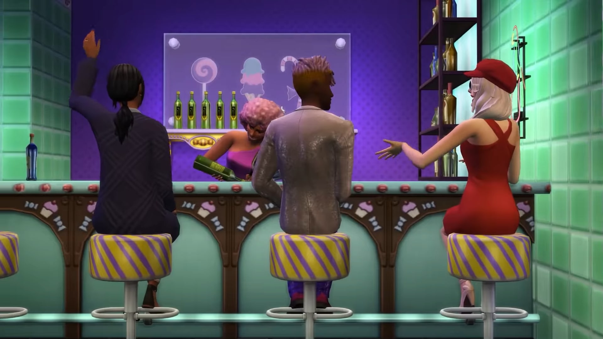 The Sims 4 Sweet Treats - Bar with Hard Candy Stools