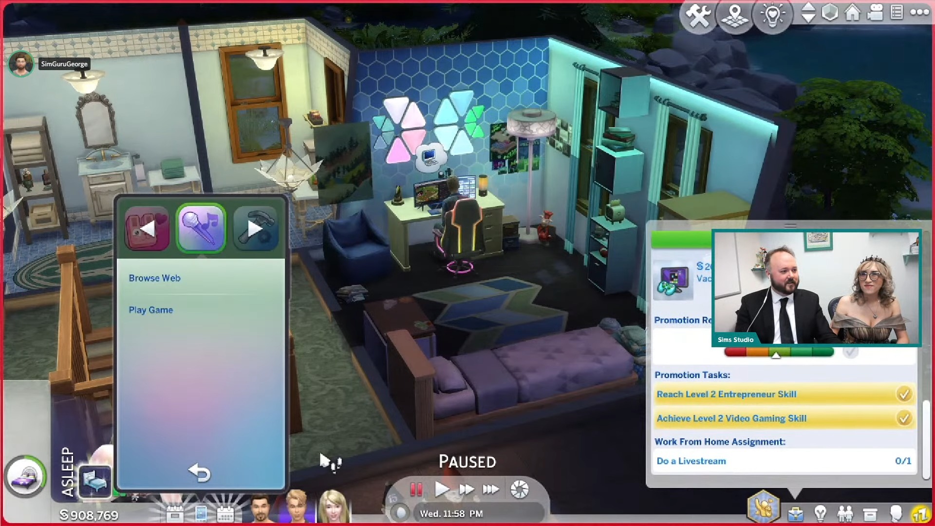 The Sims 4 High School Years Livestream - New Mobile Phone Interface - Entertainment Menu (Browse Web & Play Game)
