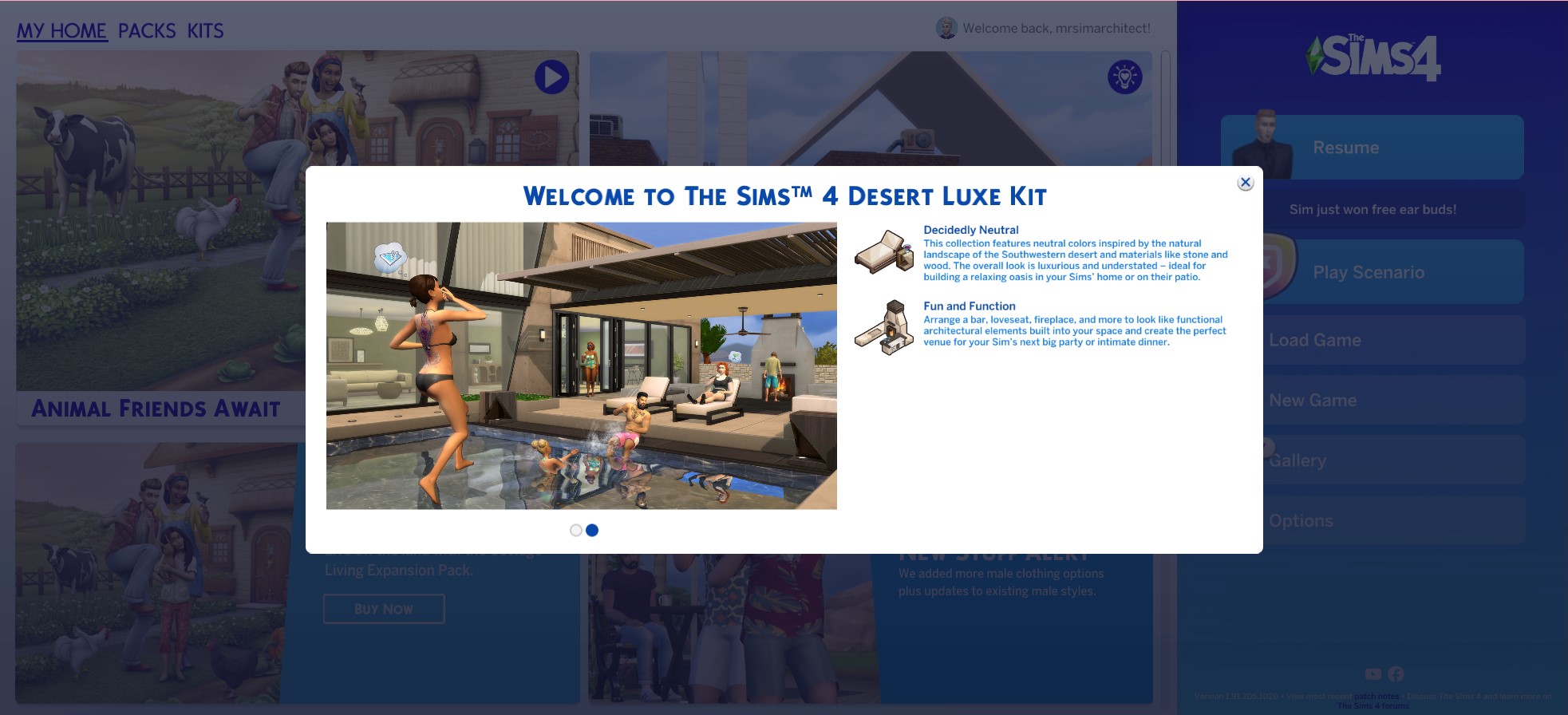 The Sims 4 Desert Luxe Kit Pack - Welcome Notification