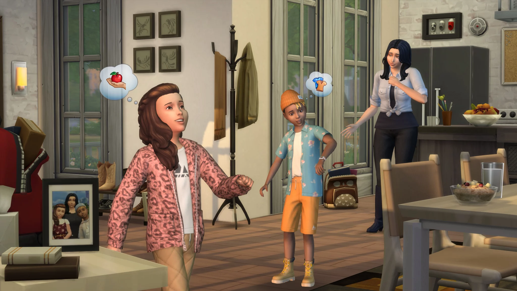The Sims 4 First Fits Kit Pack - New Kids Clothing (XUrbanSimsX Collab) - Indoors screenshot including backpack...