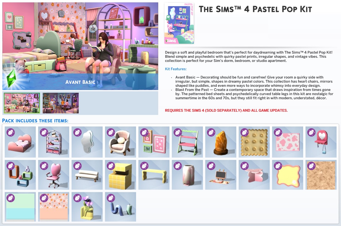 The Sims 4 Pastel Pop Kit DLC