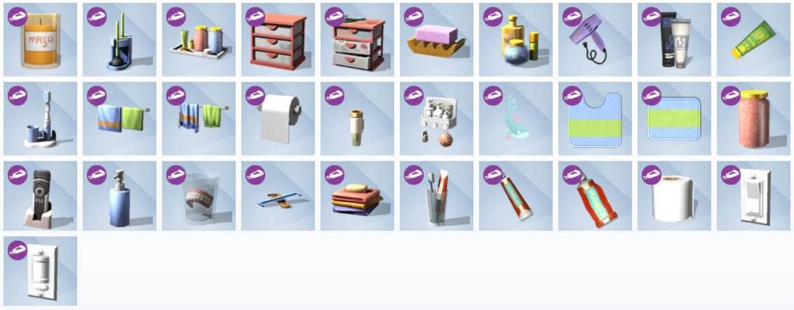 The Sims 4 Bathroom Clutter Kit Items