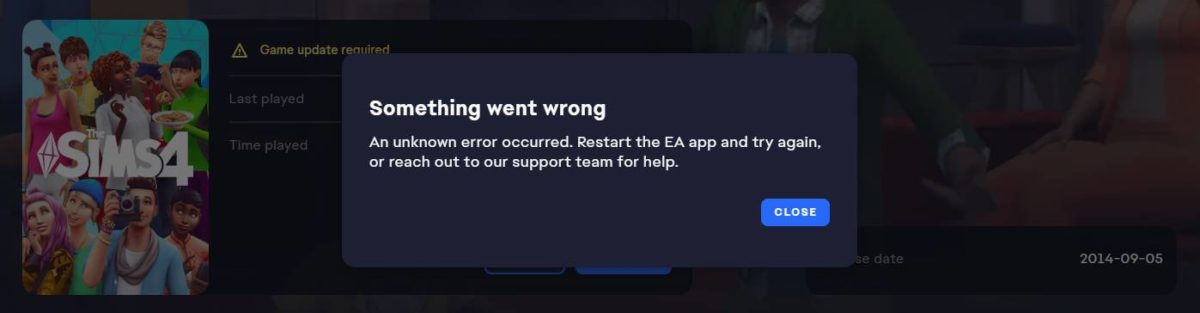 The Sims 4 Something is Wrong Update - EA App