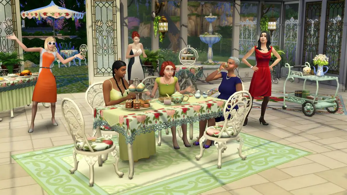 The Sims 4 Tea Time Solarium Kit Indoor Scene