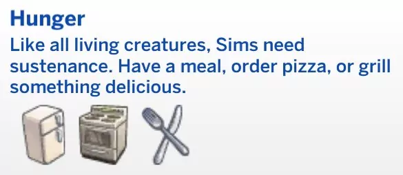 Sims 4 Cheats to Fill Needs and Motives - The Sim Architect Sims 4 Hunger Description