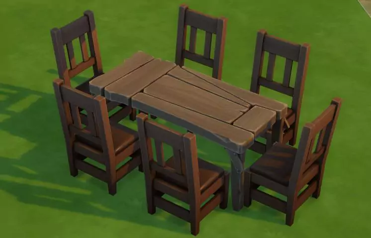 Sims 4 Secret Rustic Dining Table with Chairs