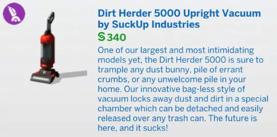 The Sims 4 Bust the Dust Kit Pack - The Sim Architect The Sims 4 Bust the Dust - Dirt Herder 5000 Upright Vacuum