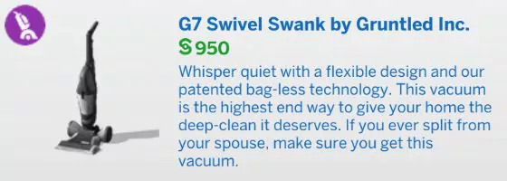The Sims 4 Bust the Dust Kit Pack - The Sim Architect The Sims 4 Bust the Dust - G7 Swivel Swank Upright Vacuum