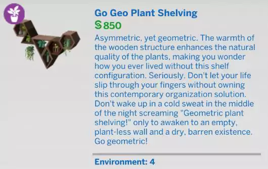 The Sims 4 Blooming Rooms Kit 1.81.72.1030 - November 9, 2021 - The Sim Architect The Sims 4 Blooming Rooms Kit - Go Geo Plant Shelving