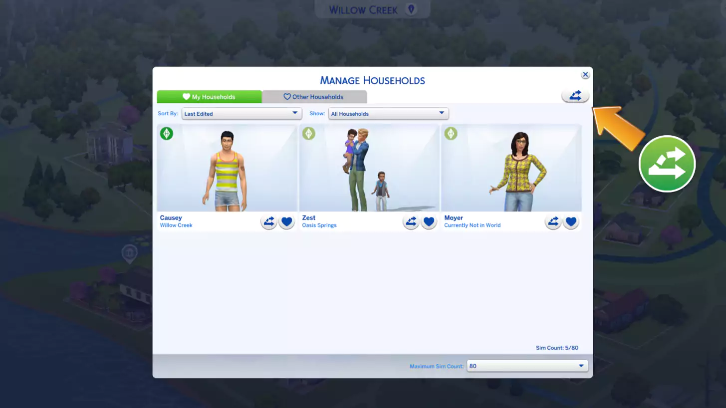 The Sims 4 Neighborhood Stories Update 1.85.203.1030 - March 15, 2022 - The Sim Architect The Sims 4 Neighborhood Stories 1.85.203.1030 - Manage Households Panel