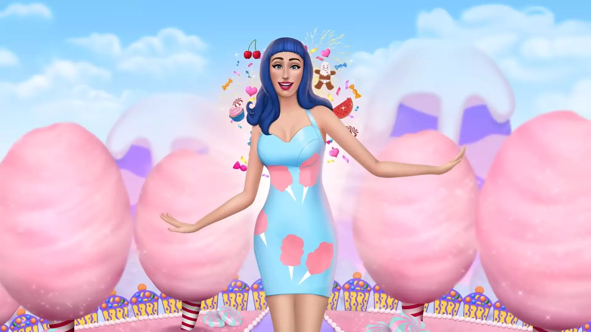 The Sims 4 Sweet Treats - Katy Perry with Cotton Candy Background
