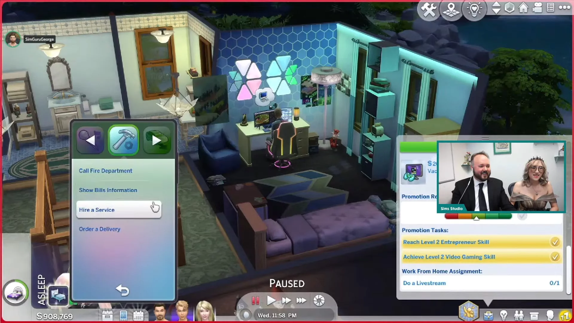 The Sims 4 Update 1.90.358.1030 - July 26, 2022 - The Sim Architect The Sims 4 High School Years Livestream - New Mobile Phone Interface - Services Menu (Call Fire Department, Show Bills Information, Hire a Service or Order a Delivery)
