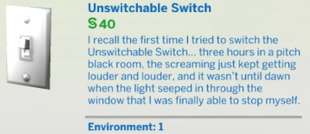 The Sims 4 Unswitchable Switch